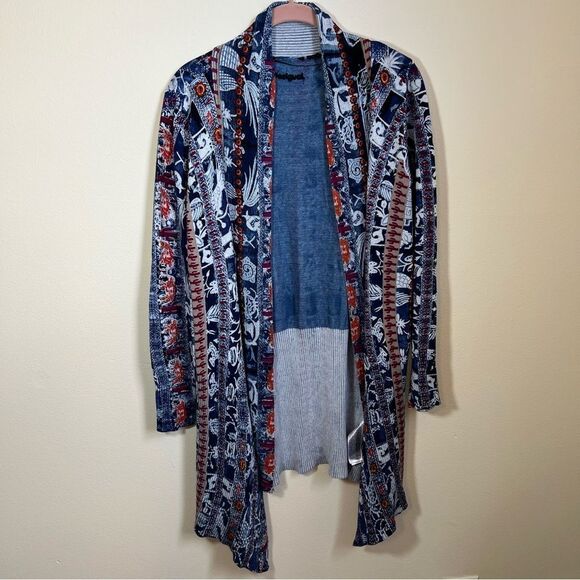 ✨ Desigual Women’s Blue Santorini Cactus Print Cardigan Sweater - Picture 3 of 16
